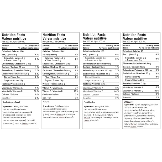 SunRype 100% Pure Fruit Juice Boxes Variety Pack Perfect for On-The-Go 40x200ml