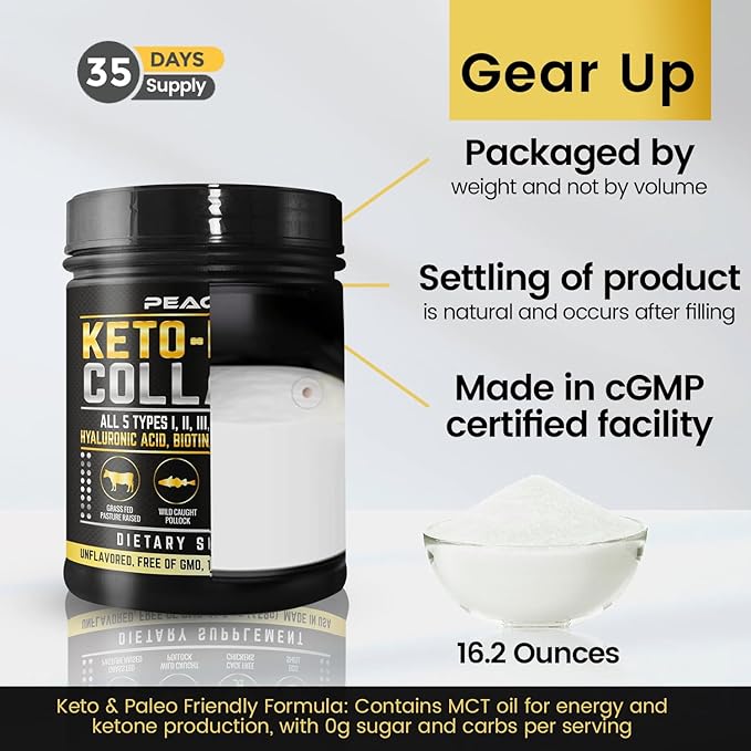 Multi Collagen Protein Powder 16.2 oz (Pack of 12) | 5 Types with Bone Broth Hydrolyzed Peptides Biotin &amp MCT Oil Unflavored Supports Skin Hair Nails Joints &amp Gut Health