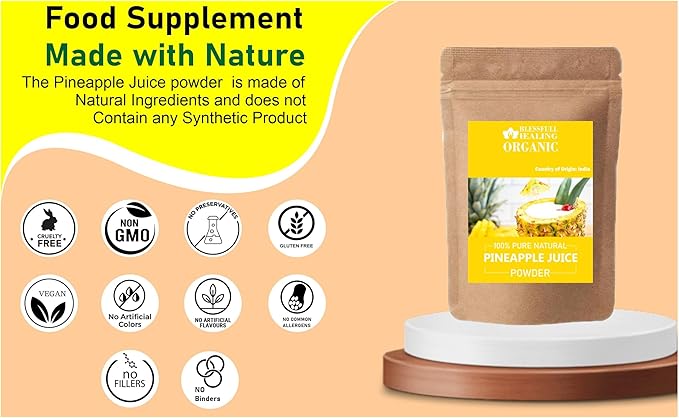 Blessfull Healing Organic Pineapple Juice Powder 100% Pure Natural 100 Gram / 3.52 oz
