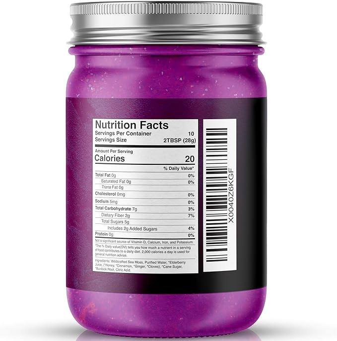 WELLNESS LABSRX Irish Sea Moss Gel Raw - Wildcrafted Superfood Seamoss Gel - Elderberry Flavor Vitamin and Mineral-Rich from Pristine Caribbean Waters Immune and Digestive Health Support - 10 oz.