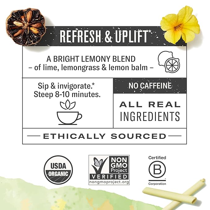 Numi Organic Damiana Uplift Herbal Tea – 48 Herbal Tea Bags – Energizing Blend for Mood Support Vitality &amp Daily Wellness