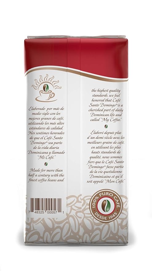 Café Santo Domingo 16 oz Bag Ground Coffee Medium Roast - Product from the Dominican Republic (Pack of 2)