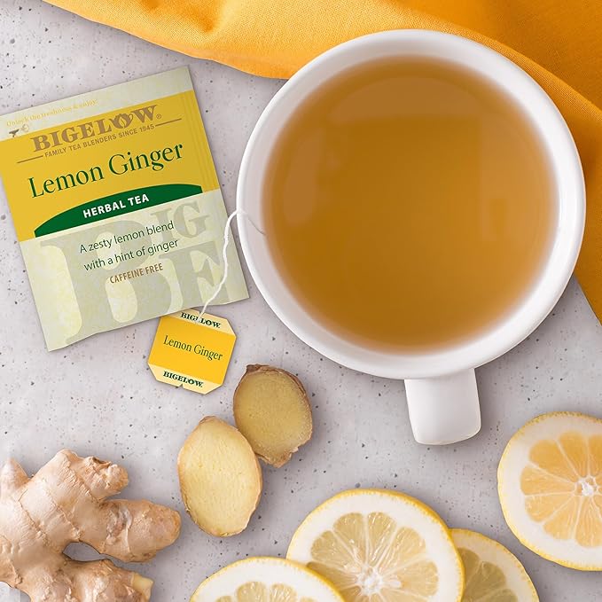 Bigelow Lemon Ginger 80 Count Box (Pack of 1) Caffeine Free Herbal Tea  80 Tea Bags Total