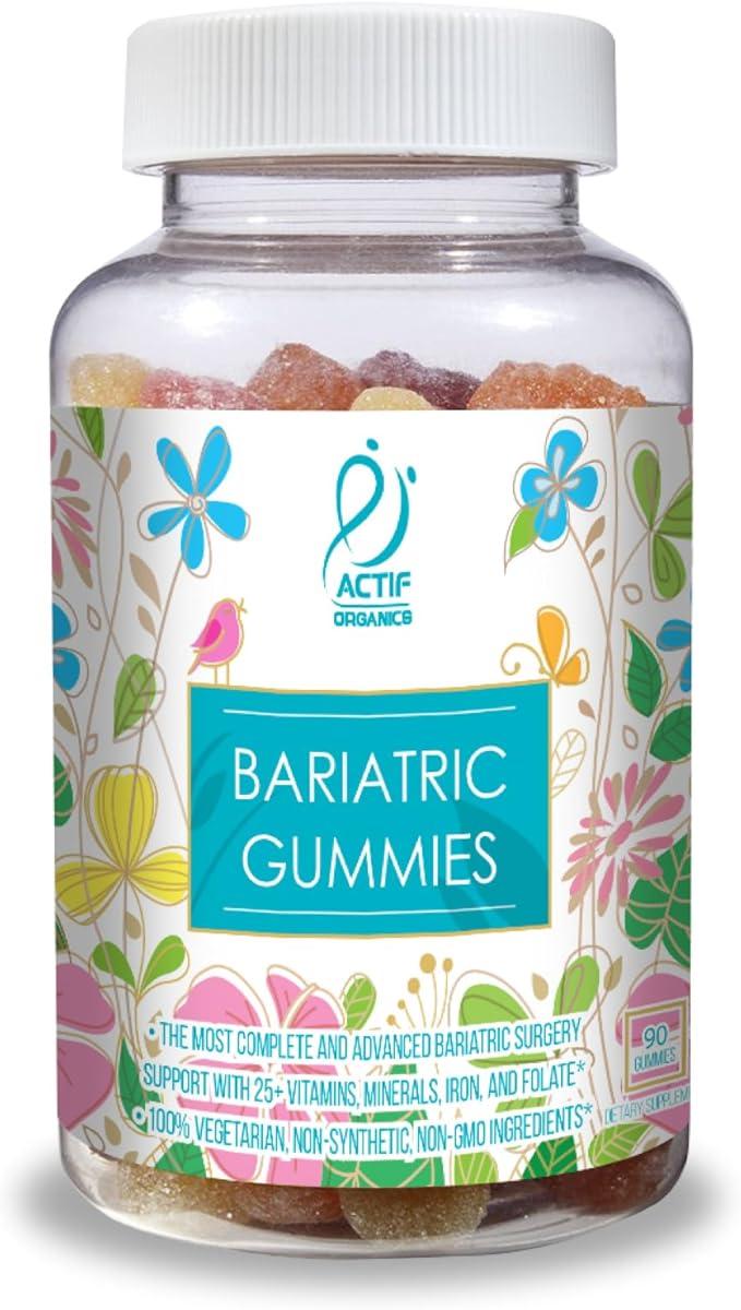 ACTIF Organic Bariatric Gummies with 25+ Organic Vitamins and Minerals for Bariatric Surgery Gastric Bypass Surgery Advanced Formula - 90 Count