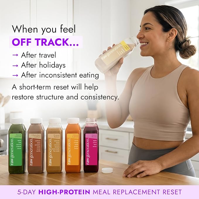 Raw Generation High-Protein Meal Replacement Cleanse – 5-Day Structured Weight Loss Reset with Built-In Lean Muscle Support Plant-Based Liquid Diet Program