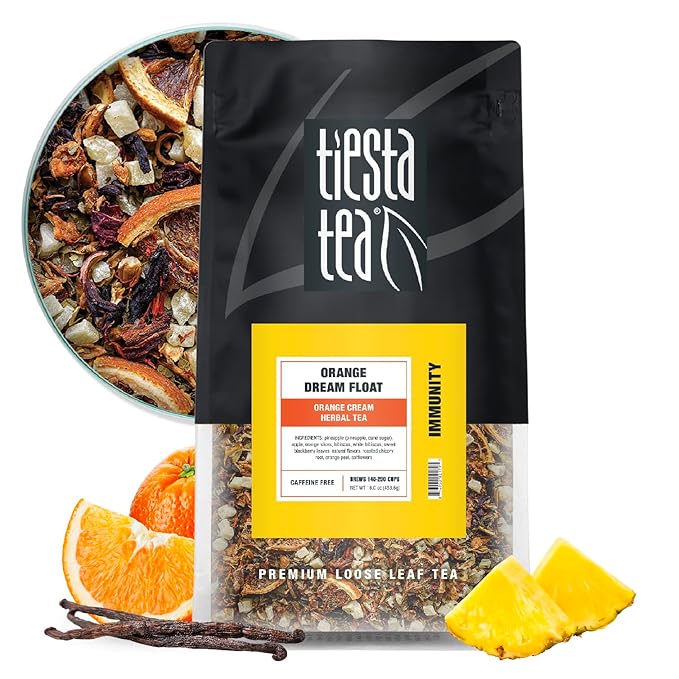 Tiesta Tea - Orange Dream Float Tea Loose Leaf Orange Cream Herbal Tea Premium Caffeine-Free Tea Blend Make Hot or Iced &amp Up to 200 Cups 16 oz Resealable Bulk Pouch