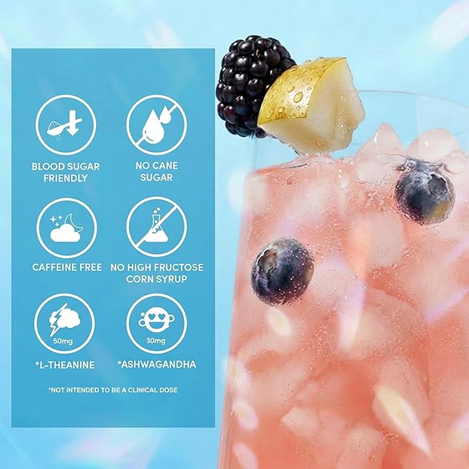 PERFY Caffeine Free Healthy Soda Classics Variety | Real Fruit Juice – Low Sugar Nootropic Drinks with L-Theanine + Turmeric or Ashwagandha | Calming Functional Mocktail Sampler | Sweetened with Stevi