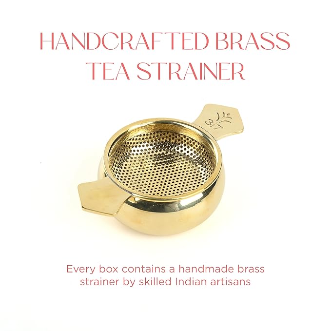 Brook37 Aurum Collection Premium Tea Gift Box - 2-Pc Loose Leaf Tea Variety Pack with Handcrafted Brass Tea Infuser | Luxury Magnetic Gift Box | Ideal Tea Gift Set