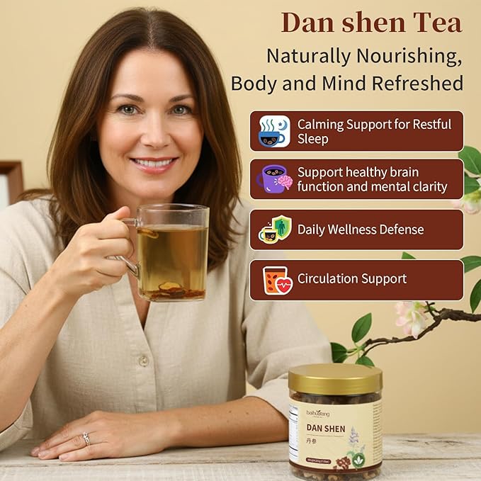 Baihuatang Premium Dan Shen Root for Tea 200g/7.05oz Dried Dan Shen Herb Tea Cut Natural Chinese Herbal Tea No Additives Non-Sulfur Fumigation Premium Hand Selected 丹参 丹参片