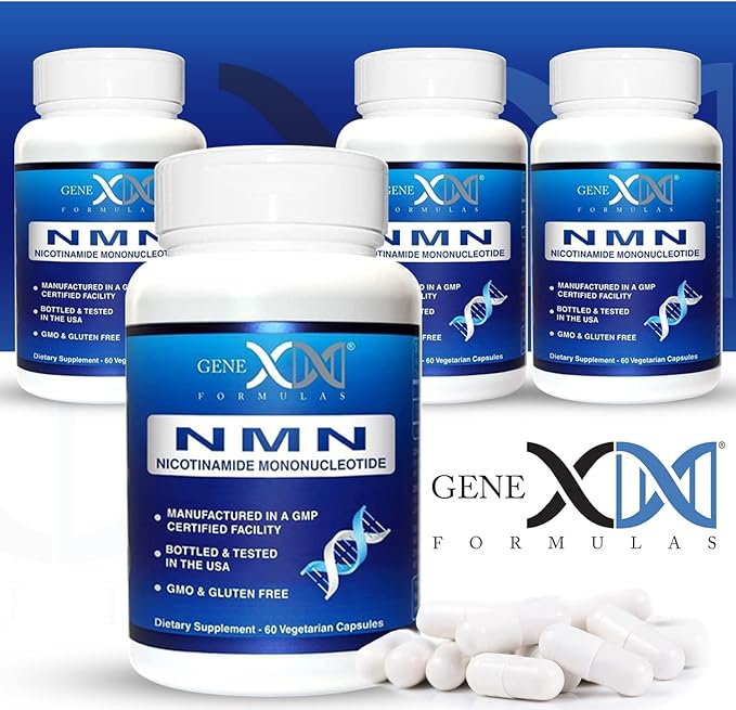 Genex Formulas NMN 250mg Supplements (4 Pack) - 99% Pure Shelf Stabilized Supplement Capsules for Increased NAD Levels &amp Healthy Aging GMP Certified 4 Month Supply