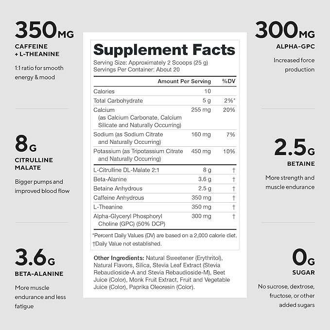 LEGION Pulse Pre Workout - All Natural Nitric Oxide Preworkout Drink to Boost Energy Creatine Free Naturally Sweetened Beta Alanine Citrulline Alpha GPC (Strawberry Kiwi)
