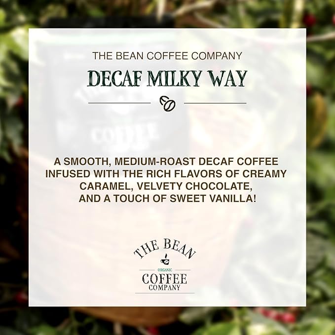 The Bean Organic Coffee Company Water Processed DECAF Milky Way Medium Roast Ground Coffee 16-Ounce Bags (Pack of 2) Café Molido Tostado Orgánico descafeinado