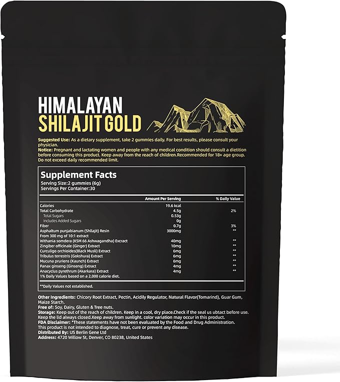 VivoNu Pure Himalayan* Shilajit* Gummies micronutrient Supplement Himalayan Premium Ingredient with Shilajit Ashwagandha Gokshura Fulvic Acid &amp 85+ Trace Minerals I for Men Women (3000MG/2 B