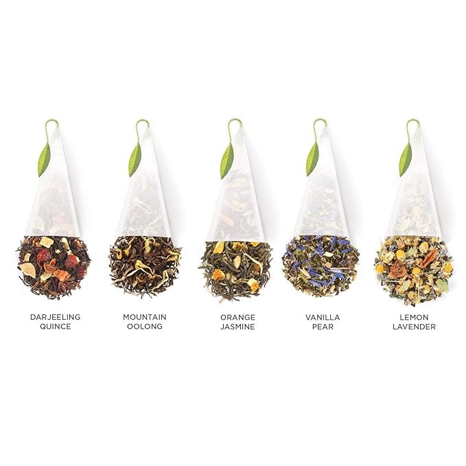 Tea Forte Premium Presentation Box Gift Set Sampler 20 Count Assorted Blends Individually Wrapped Handcrafted Pyramid Infuser Bags Lotus Tea