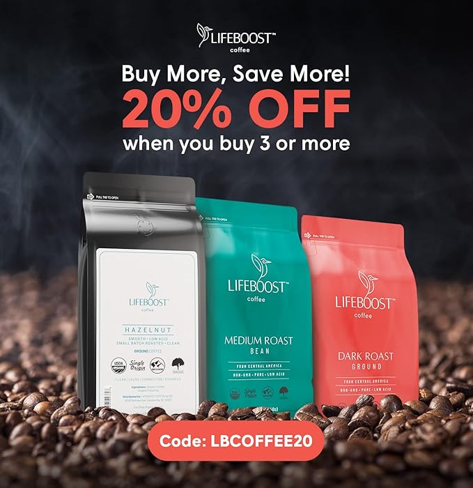 Lifeboost French Vanilla Ground Coffee - Non-GMO Low Acid Single Origin USDA Organic Coffee - Third Party Tested For Mycotoxins &amp Pesticides - 12 Ounces