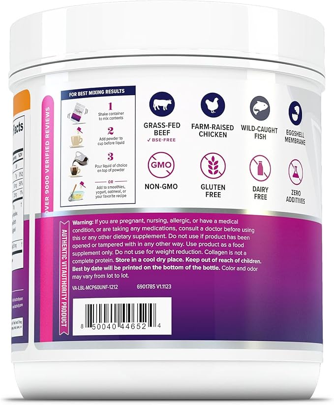 Multi Collagen Peptides Powder for Women - Hydrolyzed Unflavored Collagen Powder for Women with Types I II III V &amp X plus Vitamin C &amp Hyaluronic Acid for Beautiful Hair Skin and Nails - 60 Ser