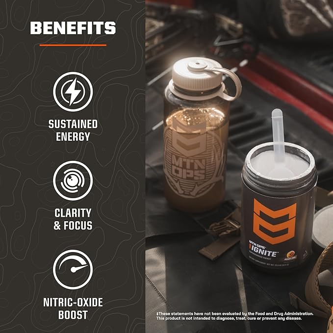 MTN OPS Ignite Energy Drink Powder Gluten Free Nootropic Supplement Drink Mix L Arginine L Citrulline Caffeine &amp Nootropic Sugar Free Drink Mix 45 Servings Rocky Mountain Rickey