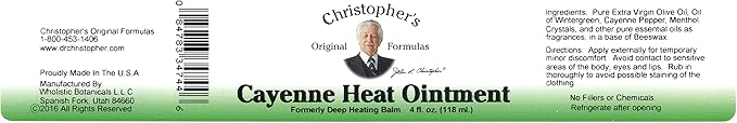 Christopher's Original Formulas Cayenne Heat Ointment Warming Herbal Topical for Discomfort &amp Circulation 4 fl oz