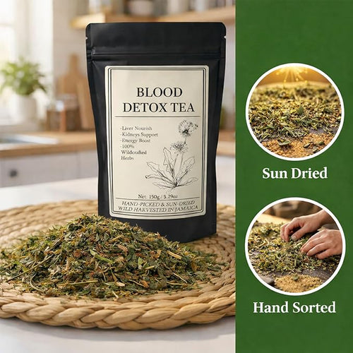 30 Bags Jamaican Healing Garden Blood Detox Tea Chef Tijani Blood Detox Tea Hand Picked and Sun-Dried Wildcrafted Herbs With Guaco Burdock Root Oregano Cinnamon Moringa Caffeine Free (30bags)