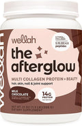 Wellah The Afterglow Multi Collagen Protein + Beauty (30 Servings Chocolate) - Hair Skin Nail &amp Joint Support - Non-GMO &amp Gluten Free
