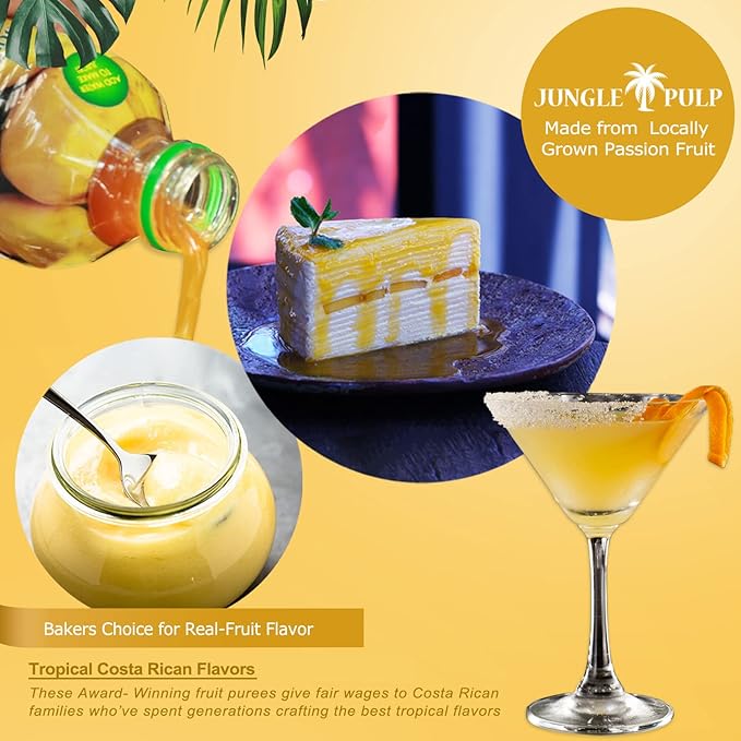 Jungle Pulp Passion Fruit and Guava Puree Costa Rica Blend for Cocktails HurricanesIce Tea DessertsSmoothies and Kitchen 2 Flavor Bundle (2 Liters)