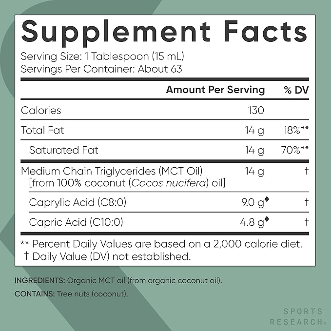 Sports Research® Supplements Pack - Organic MCT Oil C8 C10 32 oz + Hydrolyzed Type 1 &amp 3 Collagen Powder Protein 16 oz + Creatine Monohydrate 17.46 oz