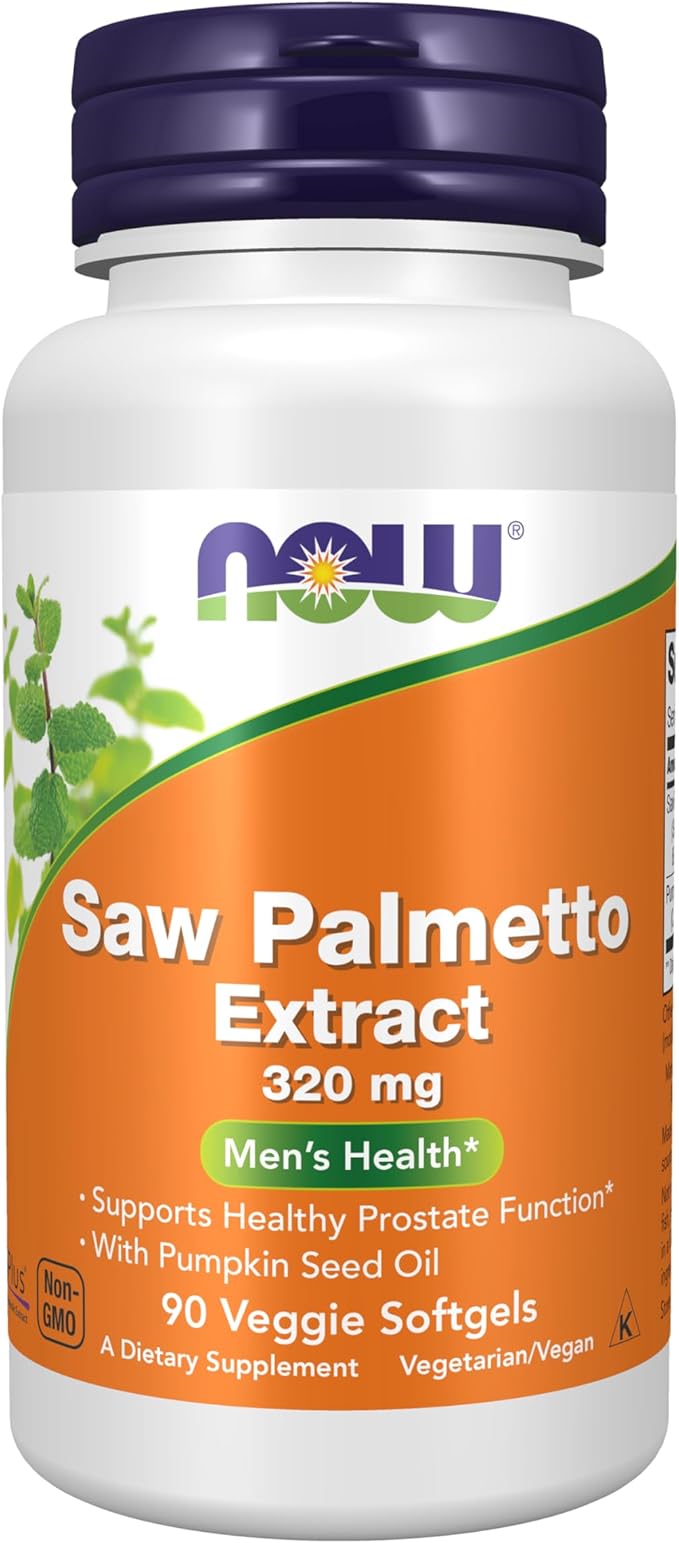 NOW Supplements Saw Palmetto Extract 320 mg with Pumpkin Seed Oil Men's Health* 90 Veg Softgels