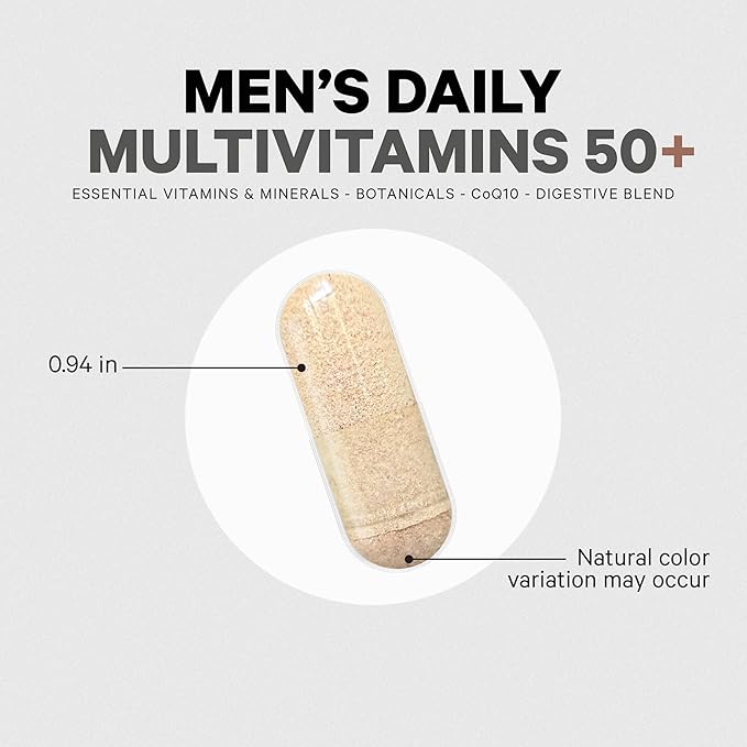 Codeage Men's Multivitamin 50+ Supplement - Essential Vitamins for Men Over 50 Years Old Minerals CoQ10 Turmeric Saw Palmetto Maca Panax Ginseng Probiotics &amp Botanicals - Non-GMO - 90 Capsu
