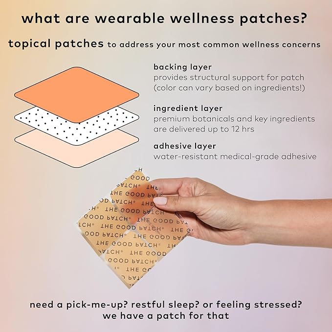 The Good Patch Plant Powered Sleep Support - Sustained Release Dream Patch with Melatonin Hops Valerian Root (16 Total Patches)
