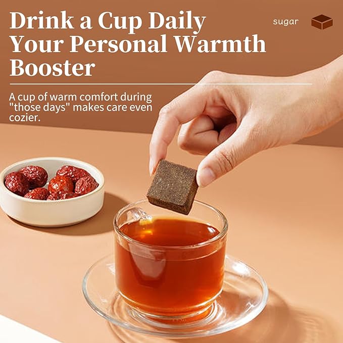 Baihuatang Premium Handmade Ancient Brown Sugar Ginger Tea Traditional Yunnan Handmade Black Sugar Ginger Tea Cubes | 270g | Pure Raw Sugarcane | No Additives | Individually Wrapped | Soothing for Col