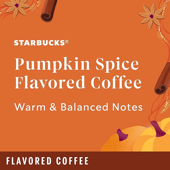 Starbucks K-Cup Coffee Pods Pumpkin Spice Naturally Flavored Coffee for Keurig Brewers 100% Arabica Limited Edition 6 Boxes (60 Pods Total)