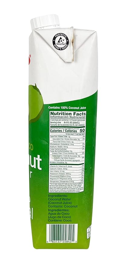 Cocoking Coconut Water 100% Natural Non-GMO Verified No Added Sugar 33.8 FL OZ (1L) Pack of 12