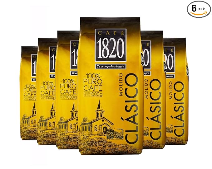 Cafe 1820 Costa Rican Ground Coffee 2.2 lb./1 Kilo - 6 Pack