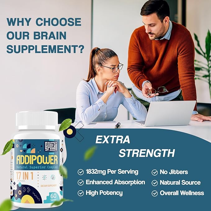17-in-1 Brain Supplement for Memory and Focus | Nootropic Brain Supplement for Mental Clarity Concentration Alertness | Natural Nootropics with Herbal Extracts Vitamins &amp Amino Acids (60 Tablet