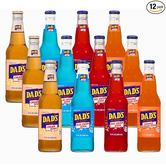 Dad's Old Fashioned Soda – 12 Glass Bottles (12 oz Each) – Premium Retro Soft Drink – Classic Root Beer Flavor – Vintage-Style Craft Soda for Nostalgic Refreshment &amp Gifting (12 Pack Cream Soda V