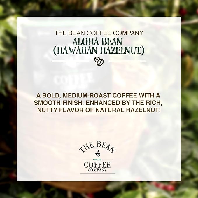 The Bean Organic Coffee Company Aloha Bean (Hawaiian Hazelnut) Medium Roast Whole Bean Coffee 16-Ounce Bag