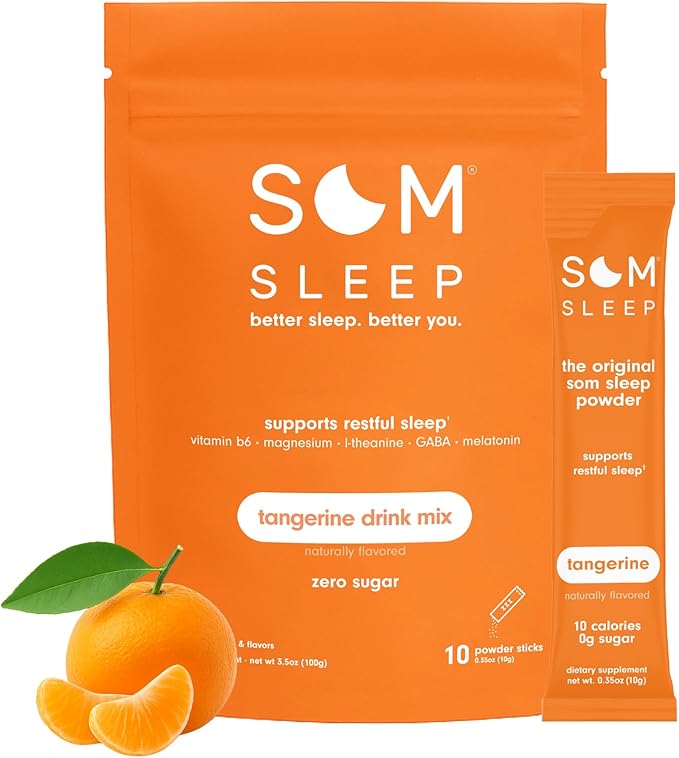 Som Sleep Sleep Aid Powder Stick Packs – Variety Pack Bundle 20 Count – Mango &amp Tangerine – Zero Sugar 10 Calories – Sleep Support Drink Mix Supplement
