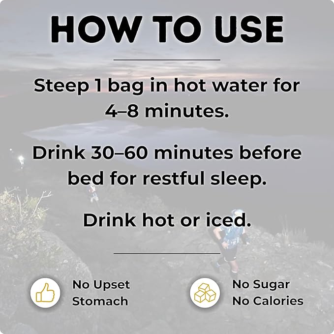 Rest &amp  Recover Sleep Tea by Long Run Co. – Caffeine‑Free Herbal Tea with Melatonin (25 Tea Bags) – All Natural Better Sleep &amp Recovery Wake Up Refreshed [6mg Melatonin Lemon Loaf Cake]