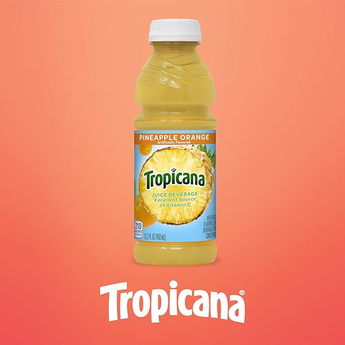 Tropicana Juice Drink 15.2 Bottles Pineapple Orange 15.2 Oz (Pack of 12)