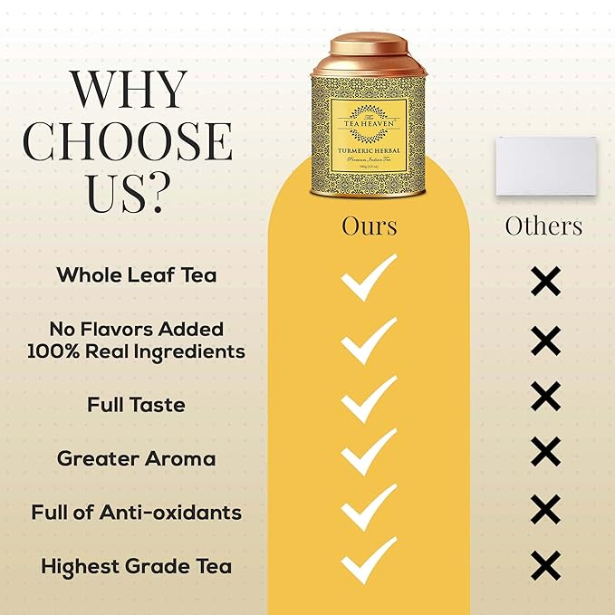 The Tea Heaven - Ginger Turmeric Loose Leaf Tea Herbal Mix with Black Pepper Cinnamon &amp Ginger 100 Grams (3.5 oz) Copper Tin