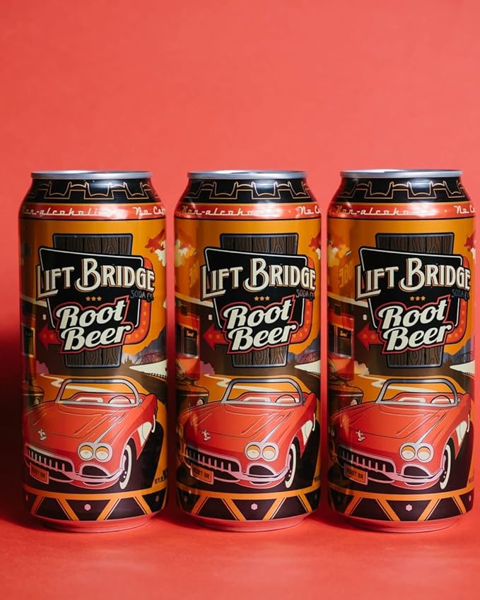 Lift Bridge Root Beer Real Cane Sugar Craft Soda Gluten-free Caffeine-free 12-Pack 16 oz cans