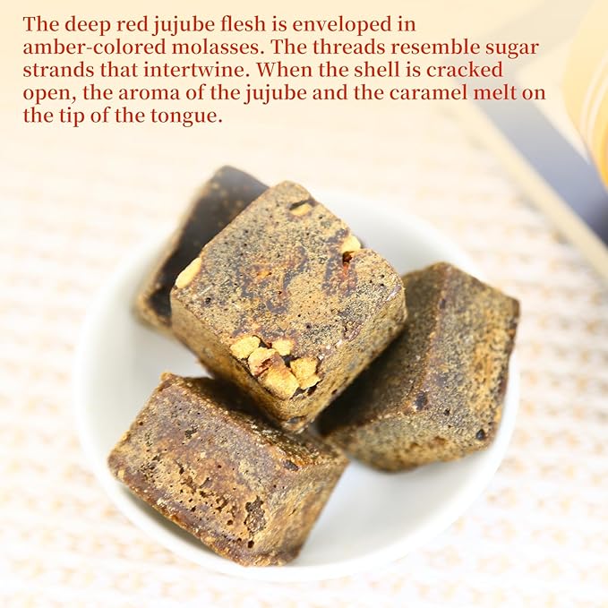 Baihuatang Premium Handmade Ancient Red Date Brown Sugar for Tea Traditional Chinese Black Sugar Cubes with Red Dates &amp Ginger | 270g | Additive-Free | Natural Sweetness | Soothing Tea for Women &