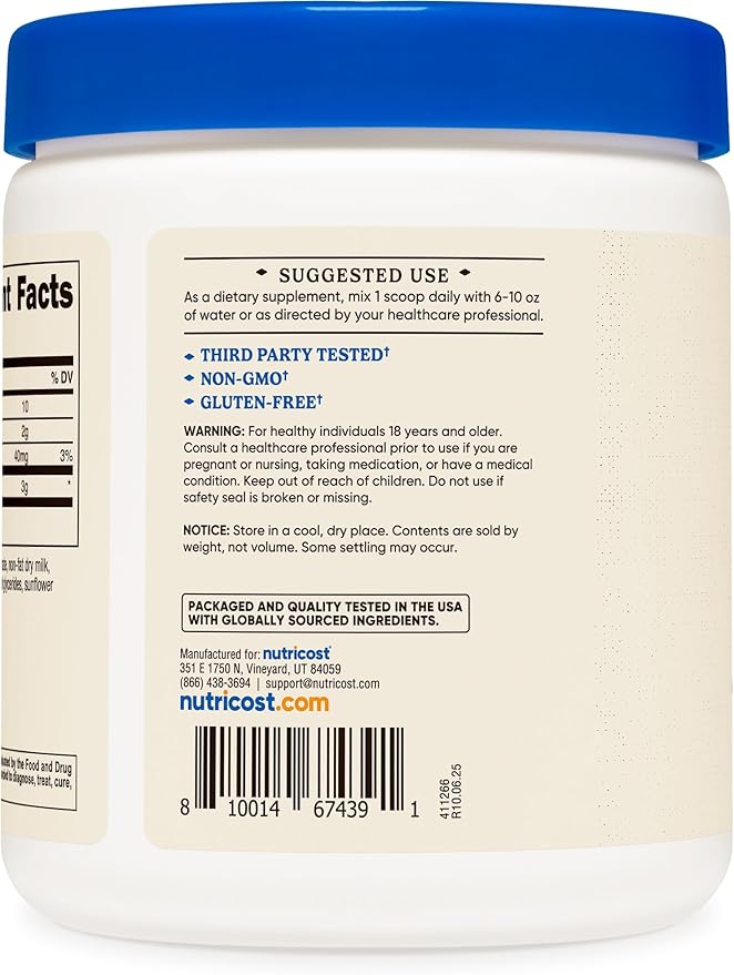 Nutricost Colostrum Powder 8 oz Lactoferrin and Minimum 30% Immunoglobulins (IgG) from Bovine Colostrum 3g Per Serving 76 Servings