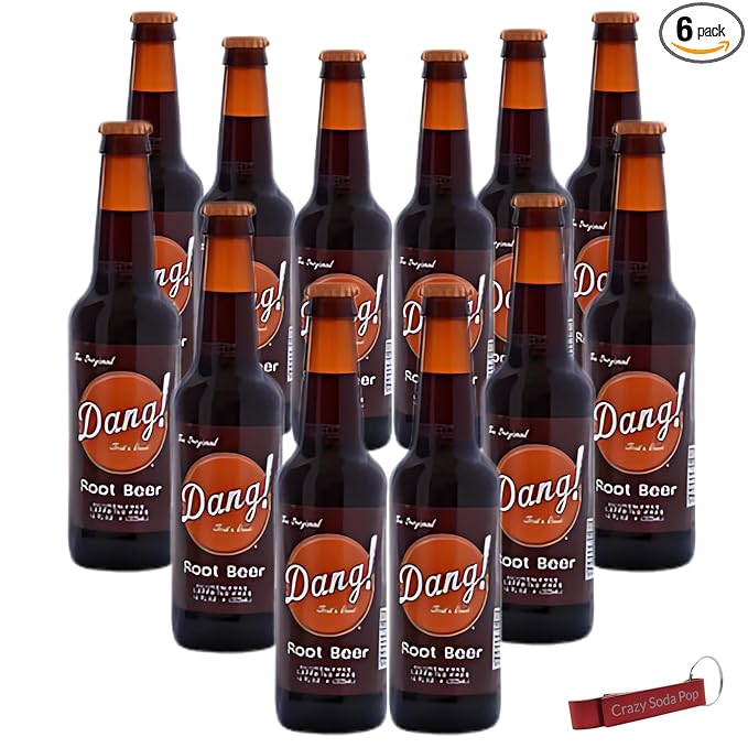 Dang Root Beer | Delicious Root Beer with Real Cane Sugar | 12 oz Glass Bottles with Crazy Soda Pop Bottle Opener (12 Pack)