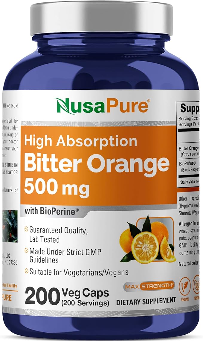 NusaPure Bitter Orange - Suitable for Vegetarian/Vegan Non - GMO - 500mg 200 Capsules