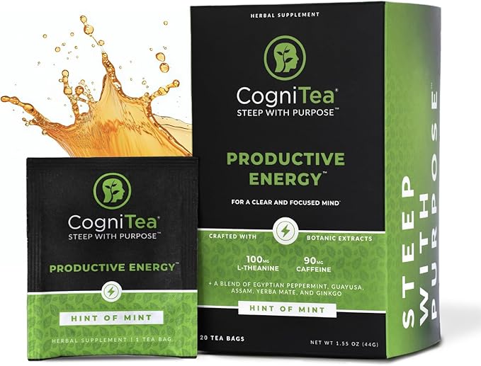 CogniTea Productive Energy Tea for Mental Clarity and Focus made with L-Theanine 20 Count