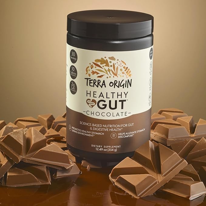 TERRA ORIGIN Healthy Gut Chocolate | 30-Servings with L-Glutamine Zinc Glucosamine Slippery Elm Bark Marshmallow Root and More!