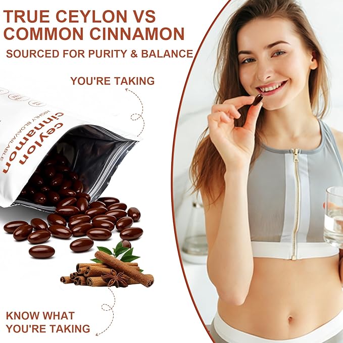 Ceylon Cinnamon Capsule-Highly Bioavailable Herbal Supplement Made with True Ceylon Cinnamon – Non-GMO Gluten Free – Gentle Daily Support-300 Capsule