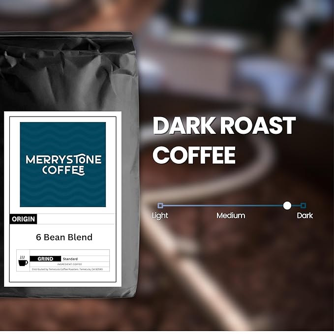 Merrystone 6-Bean Blend Dark Roast Espresso &amp Drip Coffee Roasted to Order 2 Lb Coarse Grind