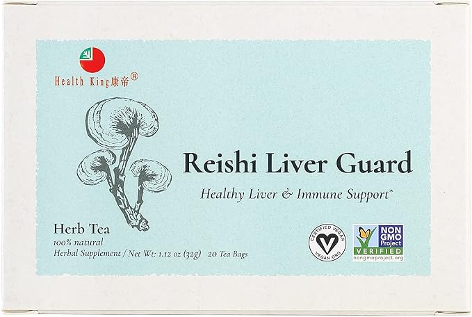 Health King Reishi Liver Guard Herb Tea Teabags 20-Count Box (Pack of 4)